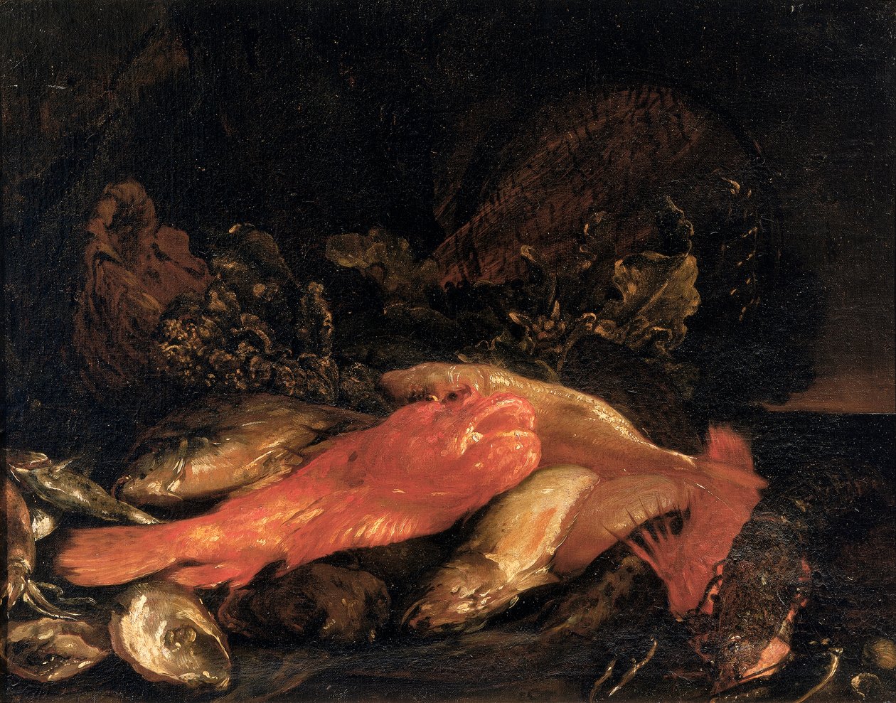Fisk og østers av Carlo Dolci