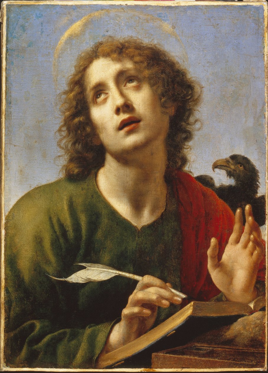 Apostelen Johannes (Apostelen Johannes). Maleri av Carlo Dolci (1616-1686), olje på lerret av Carlo Dolci