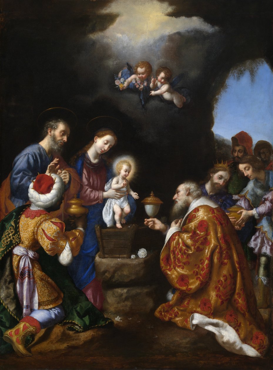 The Adoration of the Magi (olje på lerret) av Carlo Dolci
