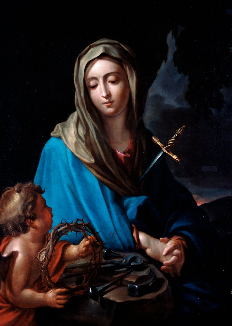 Virgin of Pain Maleri av Carlo Dolci (1616-1686) Roma fra 1600-tallet, Det hellige hjertes kirke av Carlo Dolci