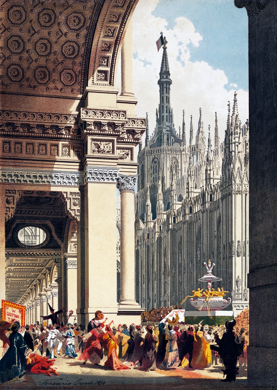 Karneval på Piazza Duomo i Milano av Carlo Ferrario