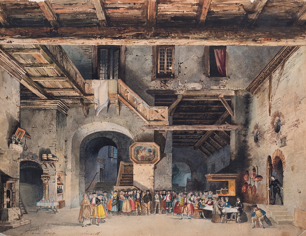 Scenografi for Operaen Skjebnens styrke av Giuseppe Verdi. av Carlo Ferrario