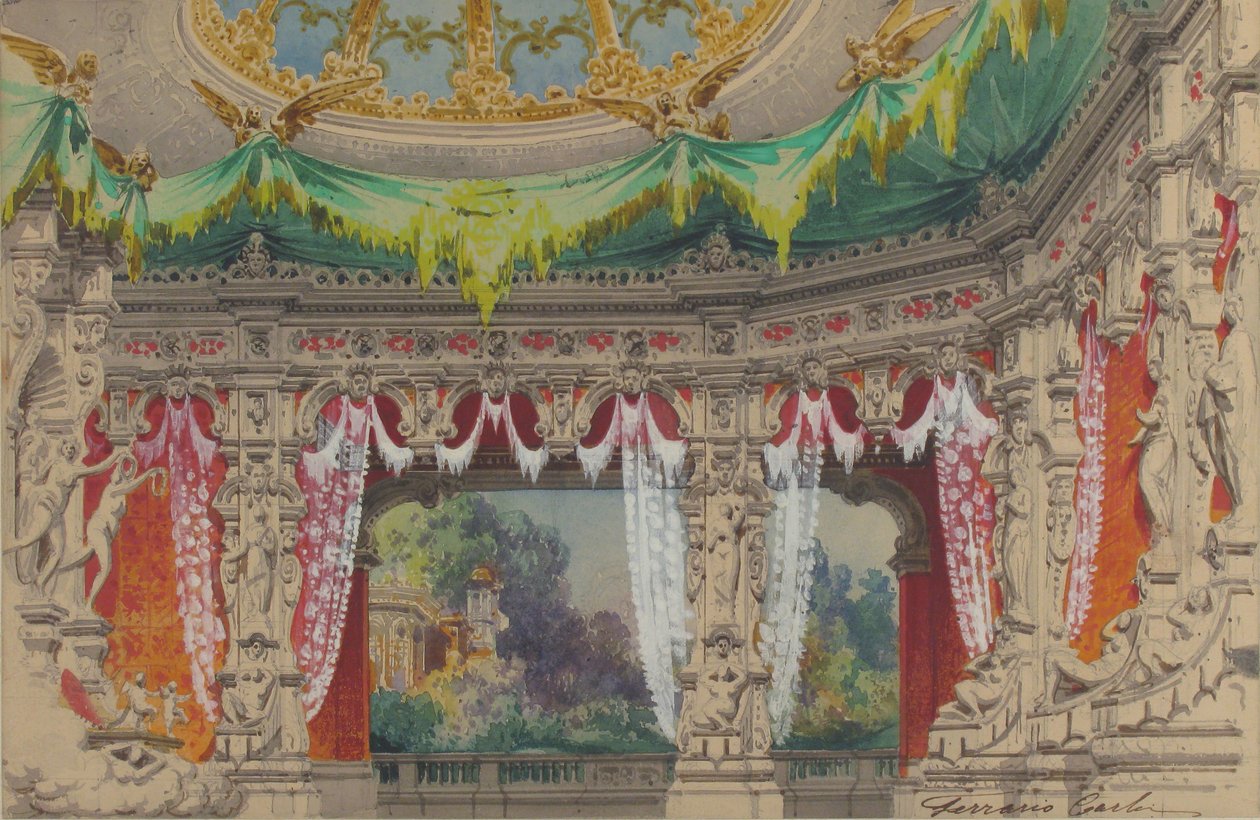 Scenografi for en ballett: Don Parasol, 1869. av Carlo Ferrario