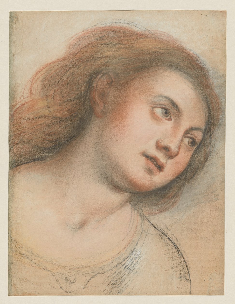 Studie for kvinnelig hode (verso); Kristi hode (rekto) av Carlo Francesco Nuvolone