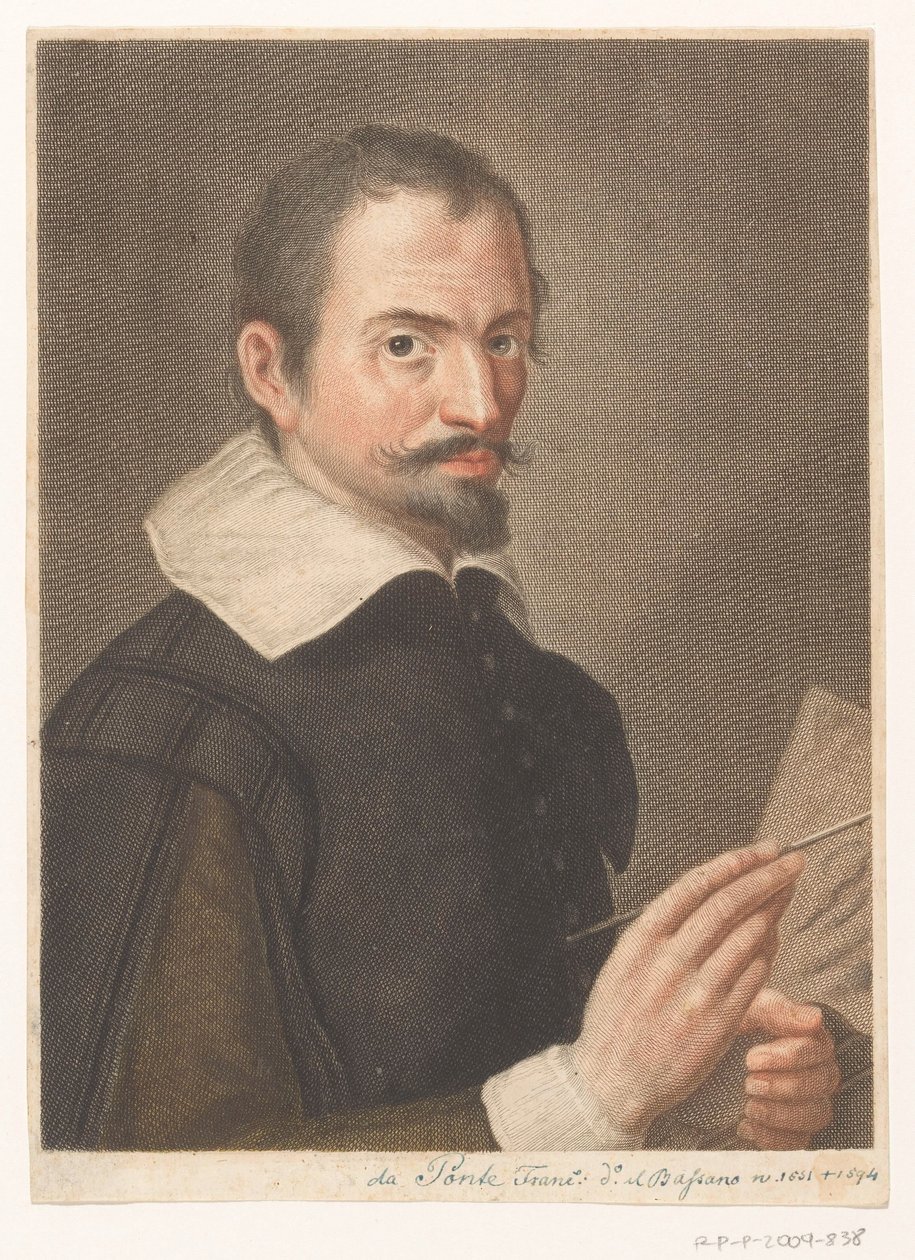 Portrett av kunstneren Francesco Bassano II Portretter av artister (serietittel) av Carlo Gregori