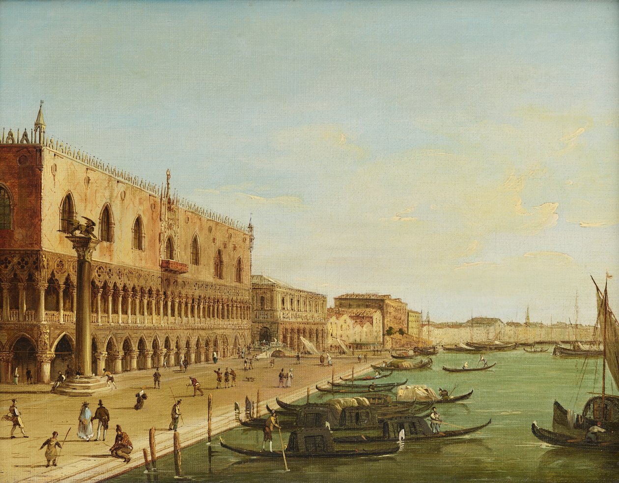 Der Dogenpalast i Venedig mit Riva degli Schiavoni av Carlo Grubacs