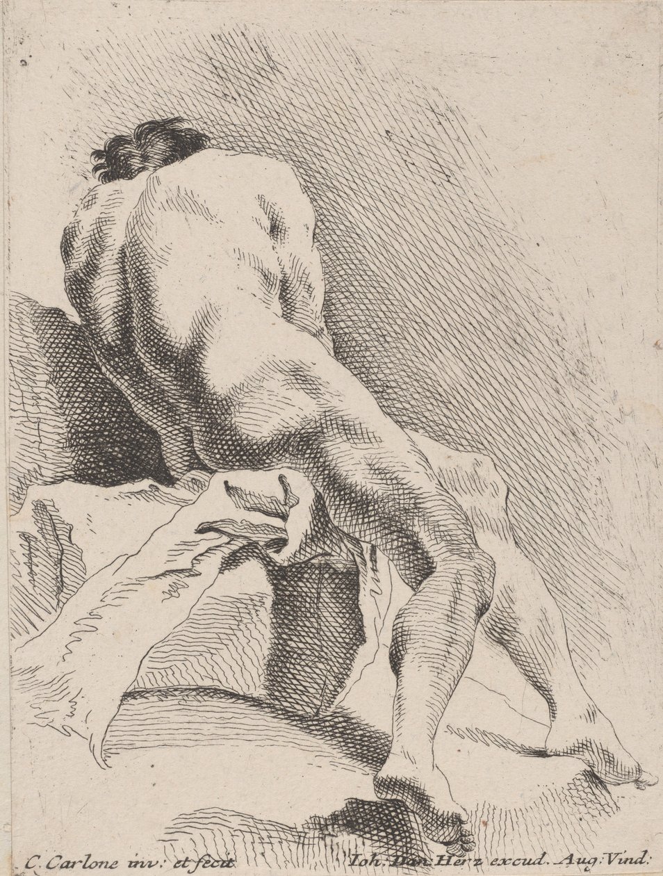 Akademisk studie, sett fra baksiden, 1725-75. av Carlo Innocenzo Carloni