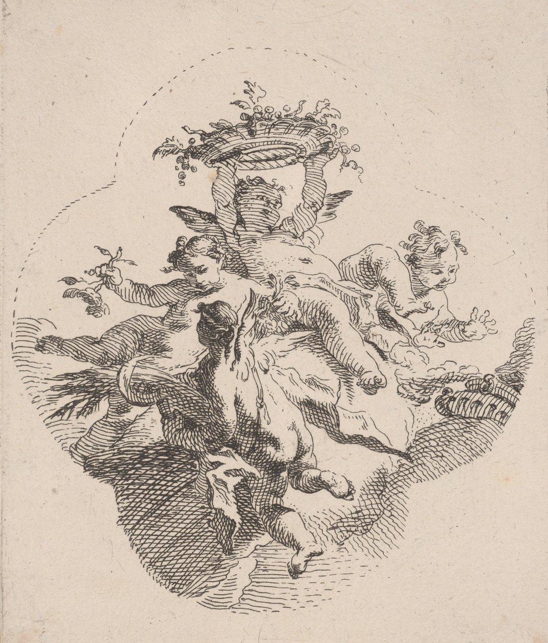 Putti holder blomster, 1725-75. av Carlo Innocenzo Carloni