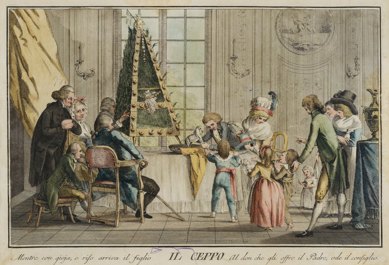 Il ceppo (Familien), fra porteføljen Giuochi, Trattenimenti e Feste Annue che si costumano i Toscana og spesielt i Firenze (spill, underholdning og årlige feiringer som er vanlig i Toscana og spesielt i Firenze) av Carlo Lasinio