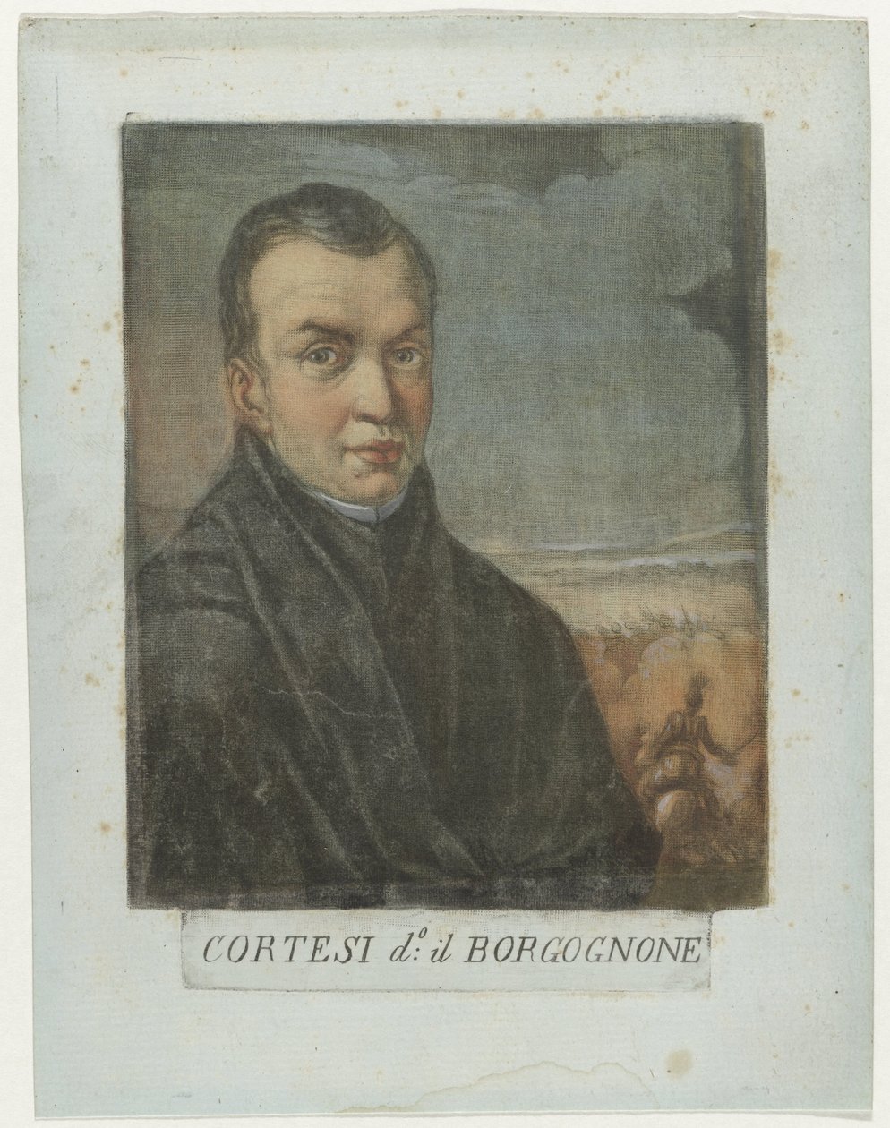 Portrett av maleren Jacques Courtois Kunstenaars Zelfportret En in de Galleria degli Uffizi te Florence (serietittel) Selvportrettene til Real Galleria di Firenze (serietittel) av Carlo Lasinio