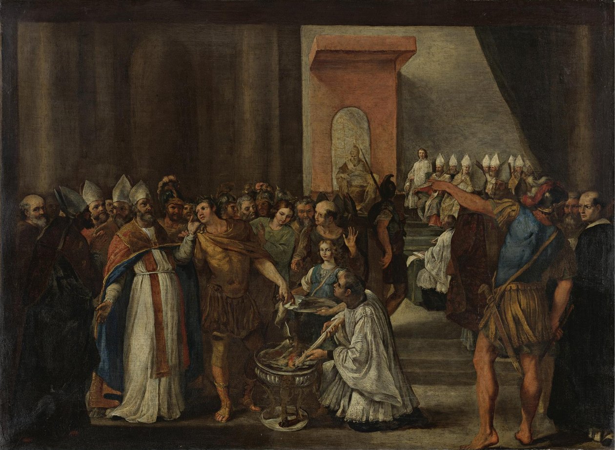Keiser Konstantin brenner ariske bøker, 1640-tallet av Carlo Magnone
