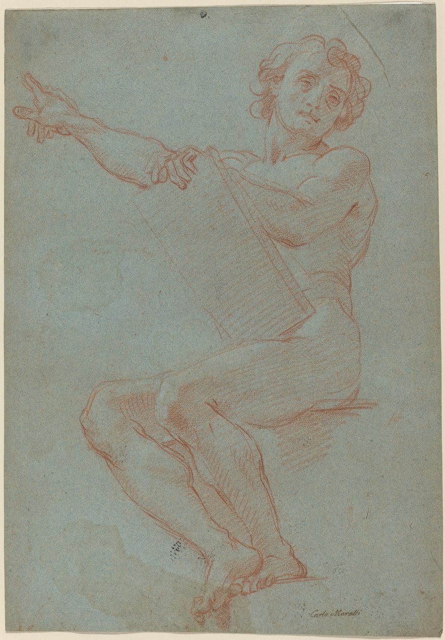 En sittende mann som holder et nettbrett av Carlo Maratta