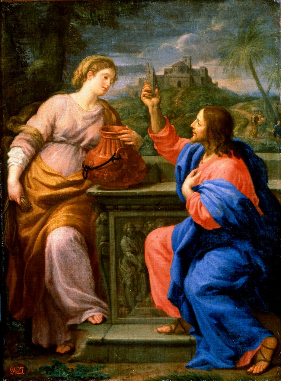 Kristus og den samaritanske kvinnen ved Jacobs Well. ca. 1600-tallet. av Carlo Maratta