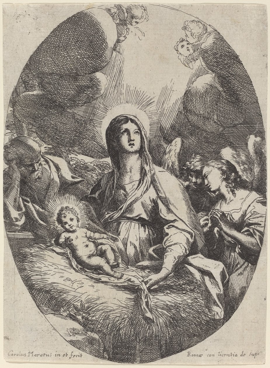 Den hellige familie med engler av Carlo Maratta
