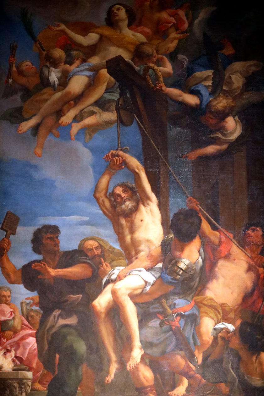 Blaise av Sebaste er æret som en kristen helgen og martyr. Maleri. Genova. Italia. av Carlo Maratta or Maratti