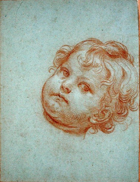 Hodet til en engel (kritt på papir) av Carlo Maratta or Maratti