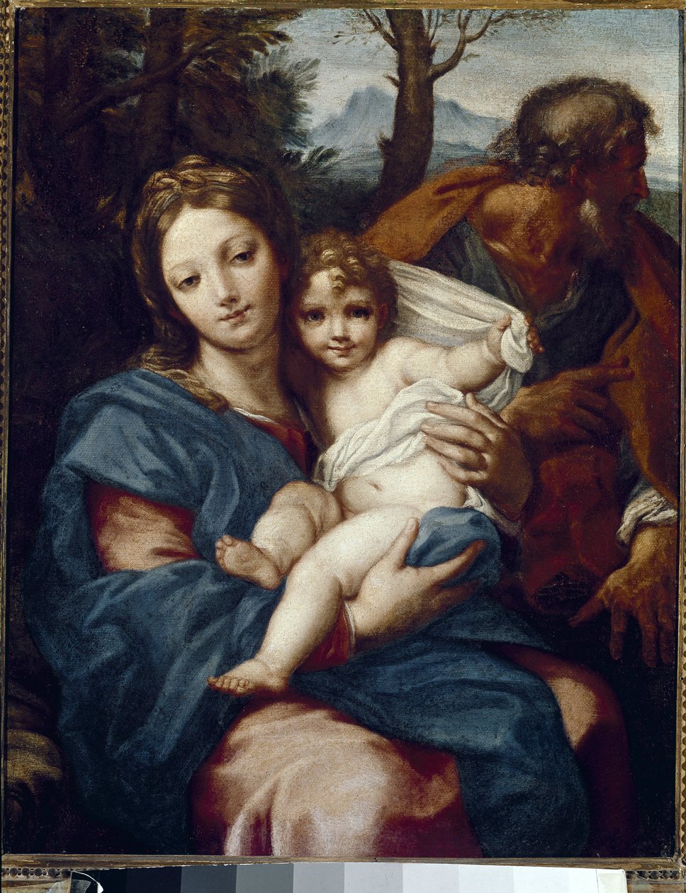 Hellige familie. (olje på lerret av Carlo Maratta or Maratti