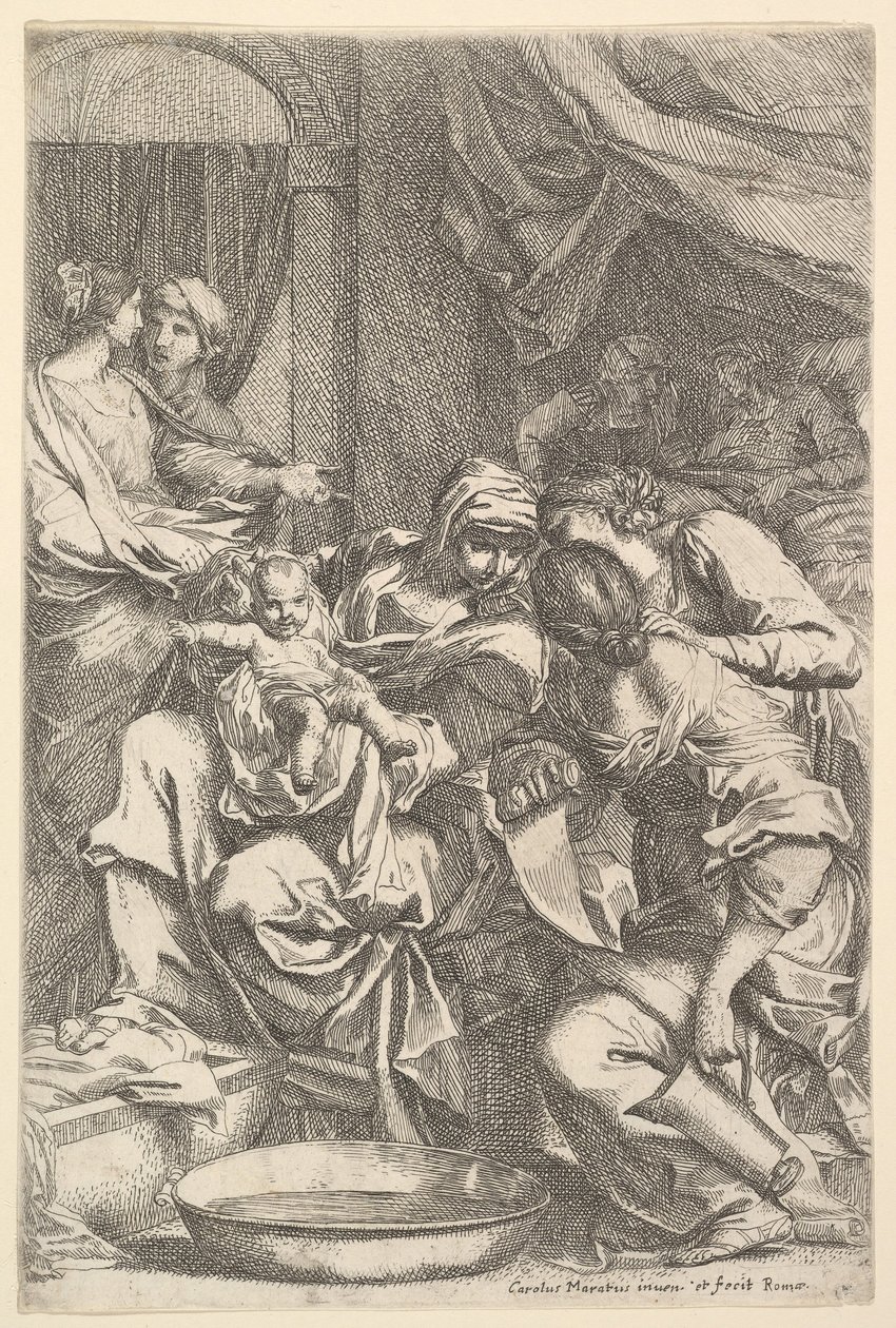 Jomfruens fødsel. av Carlo Maratta or Maratti