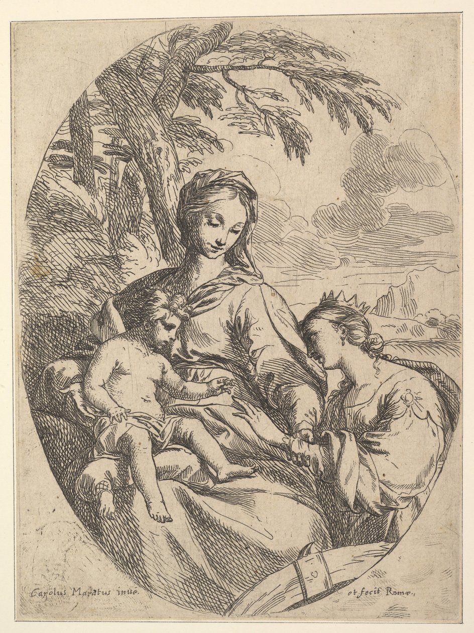 St. Catherines ekteskap. av Carlo Maratta or Maratti