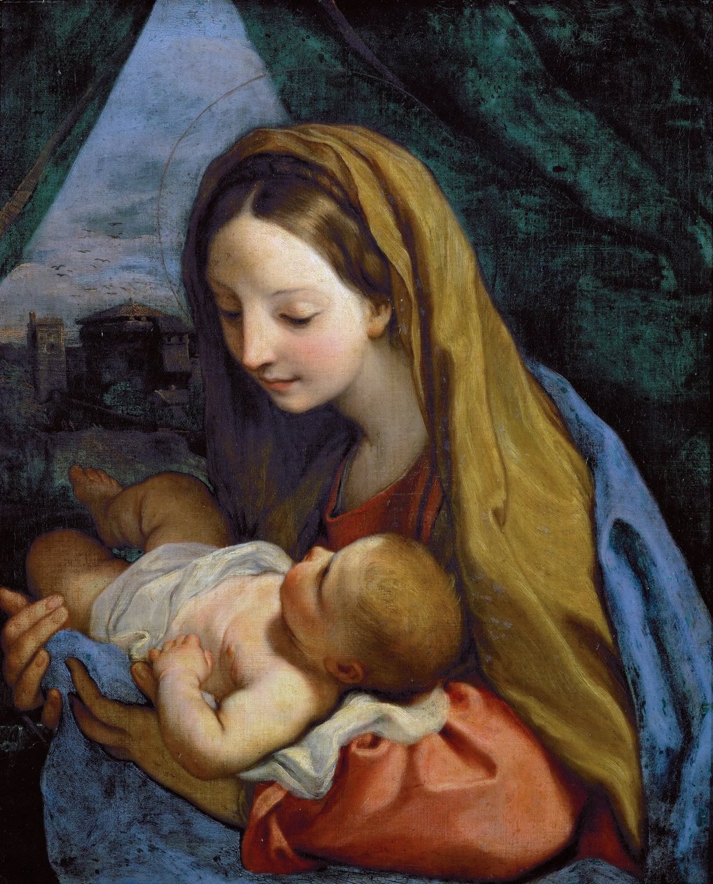 Jomfru og barn - Carlo Maratta (Maratta) (1625-1713). Olje på lerret, ca. 1660. Mål : 66,5x54,5 cm. Kunsthistorisk museum, Wien av Carlo Maratta or Maratti