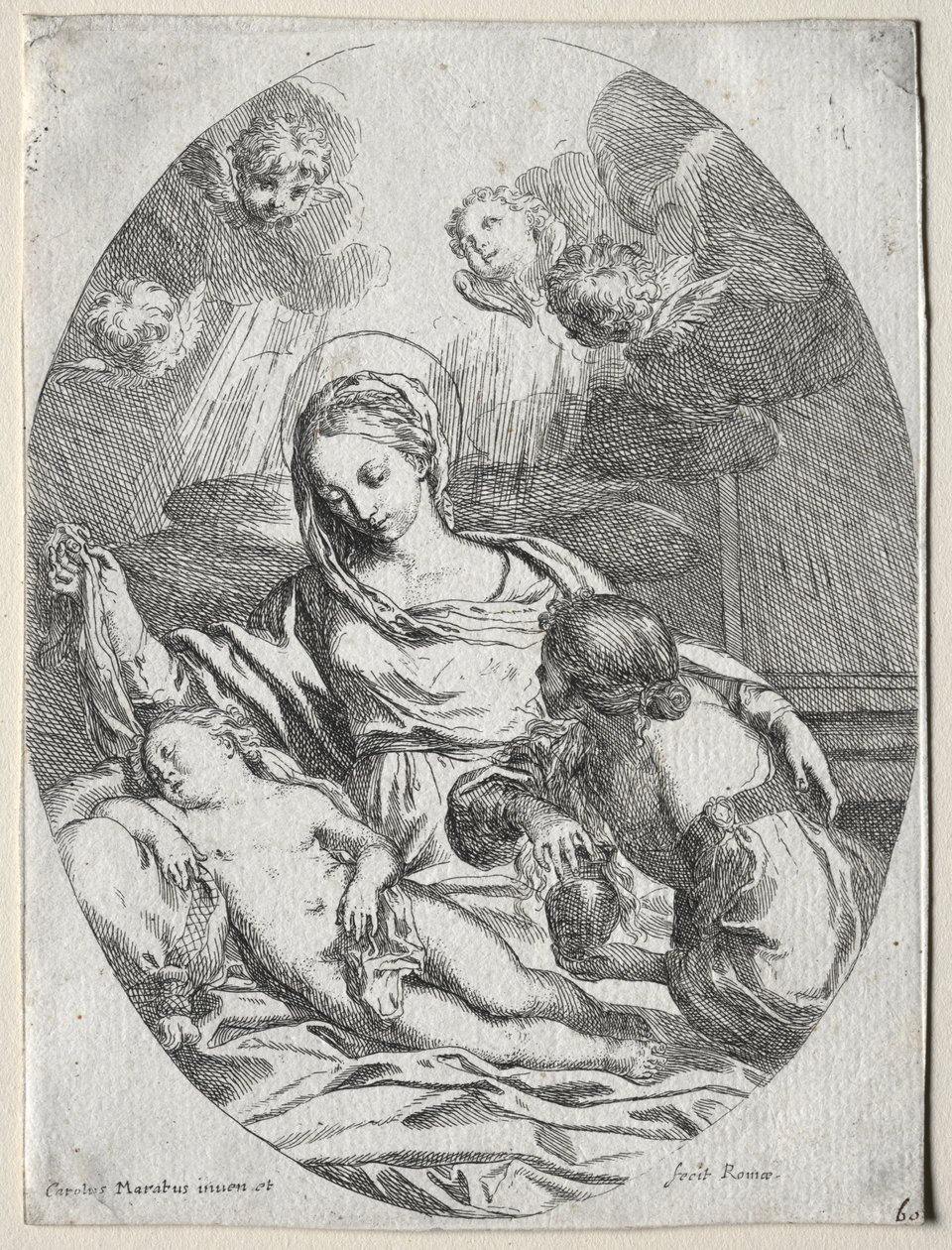 Madonna og barn med Magdalen. av Carlo Maratta or Maratti
