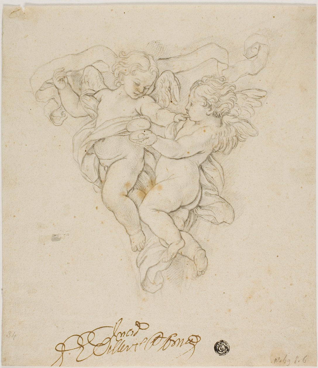 Spandrel dekorasjon med to putti av Carlo Maratti