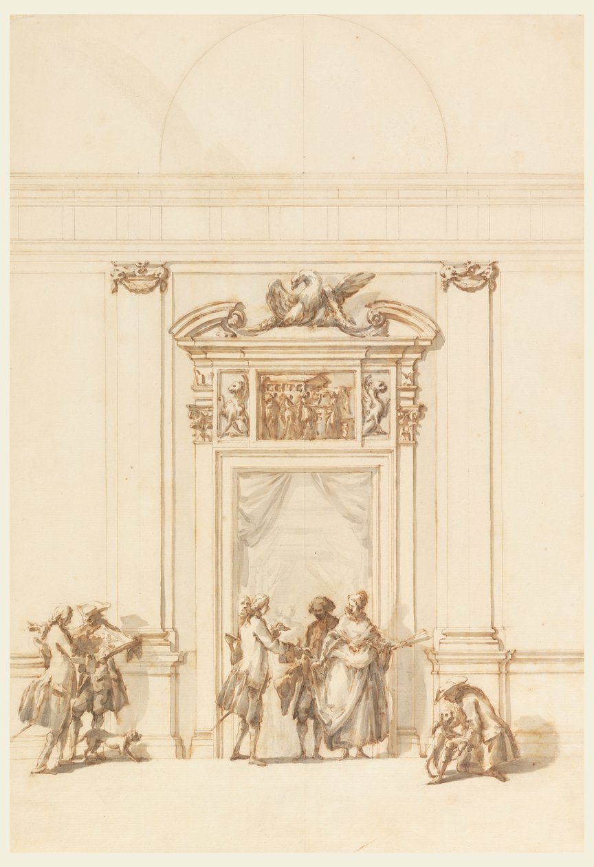 Design for Nordportalen, Grand Gallery, Villa Albani, Roma, Italia av Carlo Marchionni