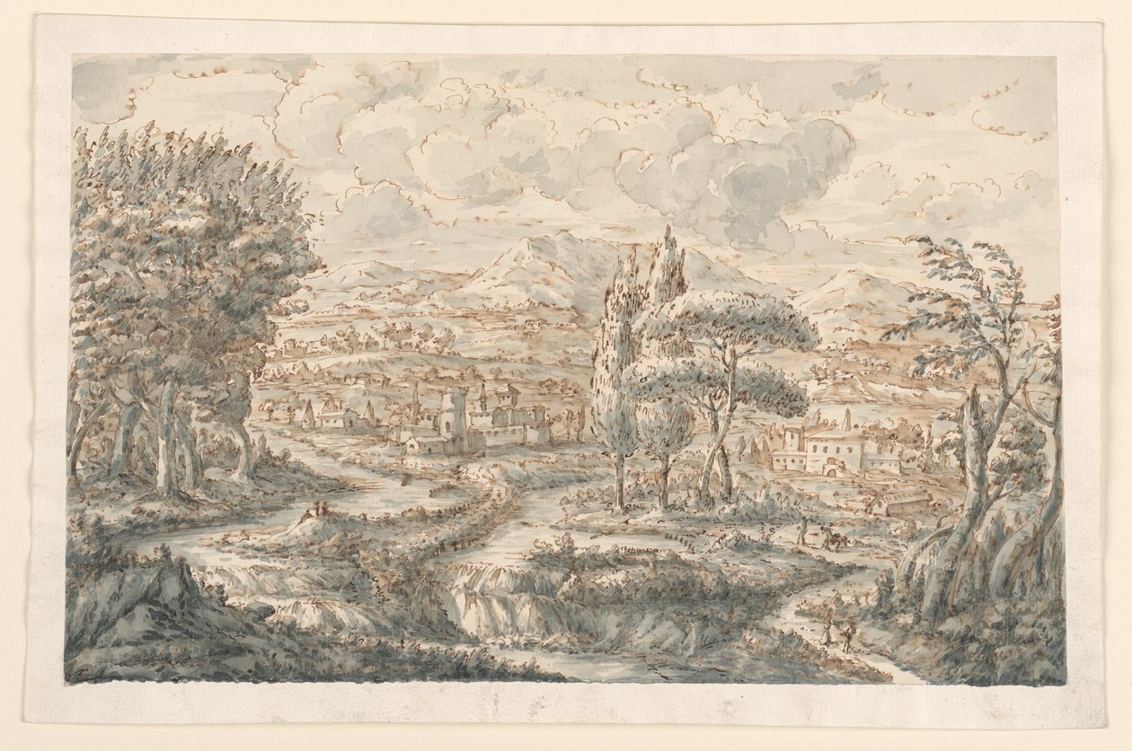 Tegning, En dal, 1750–70 av Carlo Marchionni