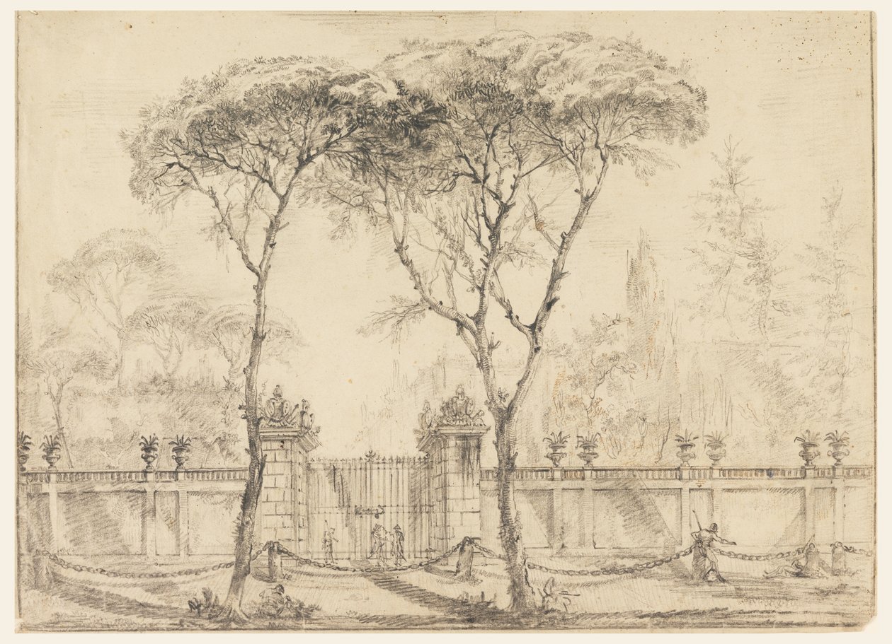 Tegning, Ved porten til en villa, 1770–86 av Carlo Marchionni