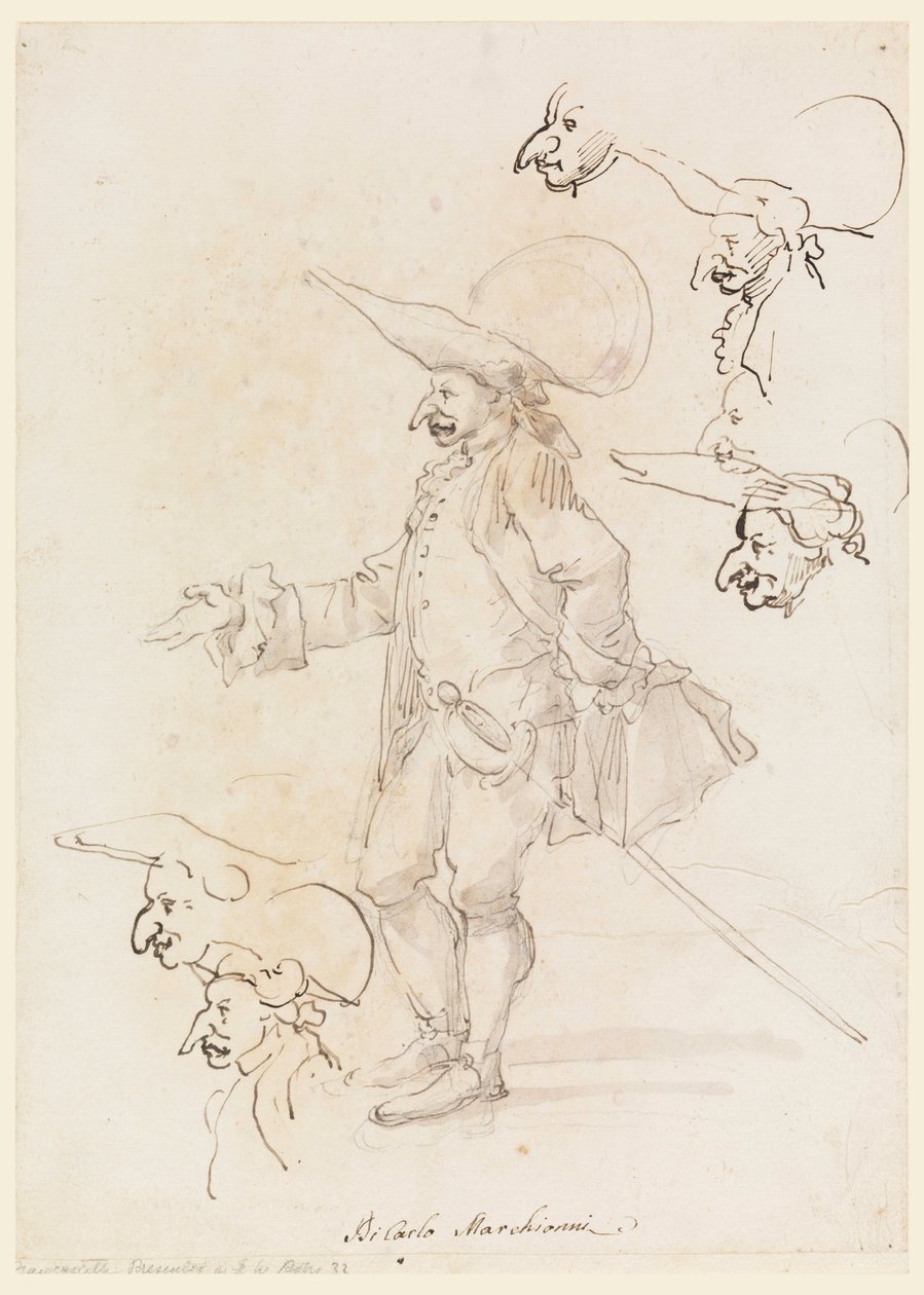 Tegning, karikaturer, ca. 1725–75 av Carlo Marchionni