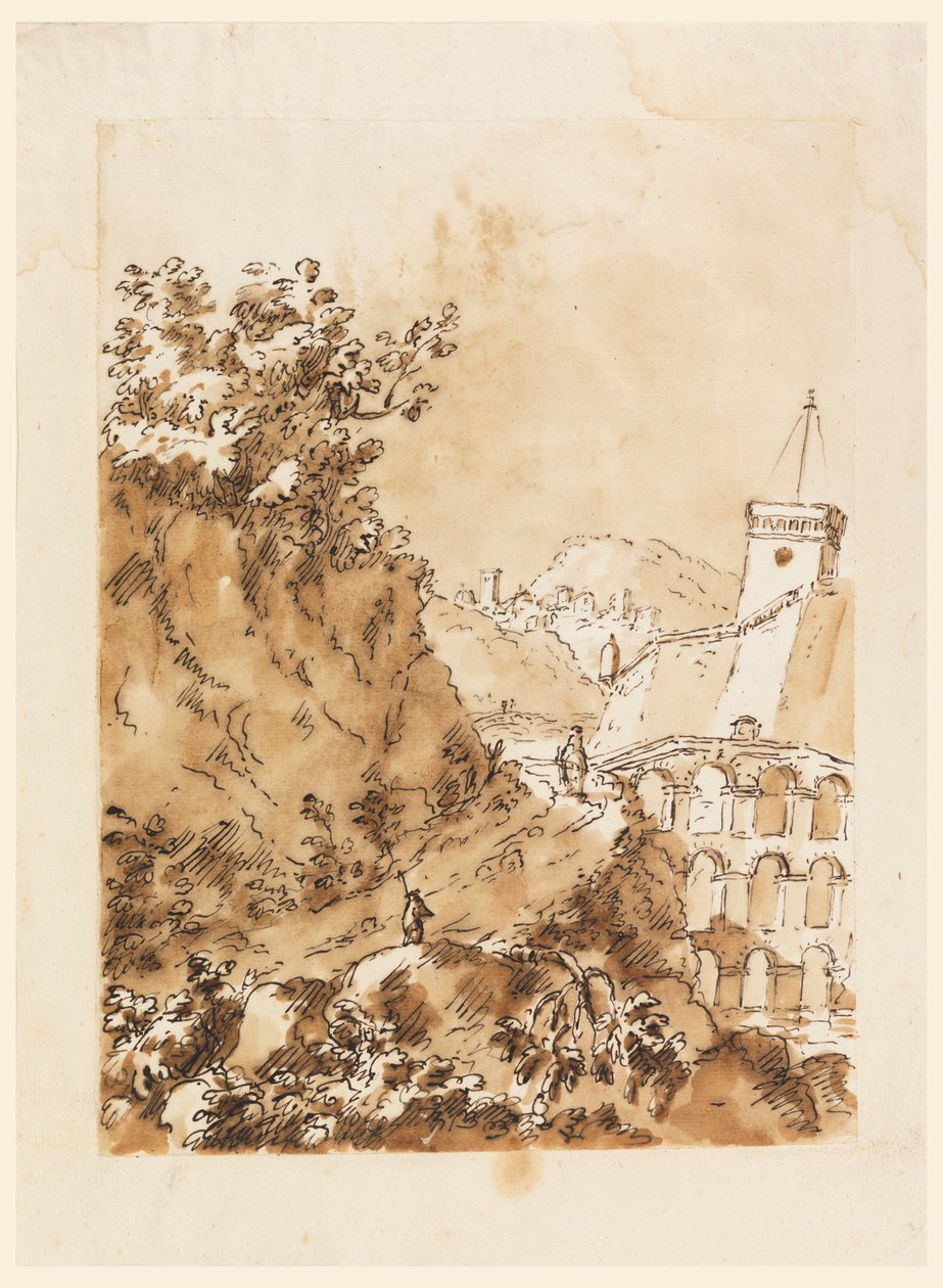 Landskap med Mountain Town av Carlo Marchionni