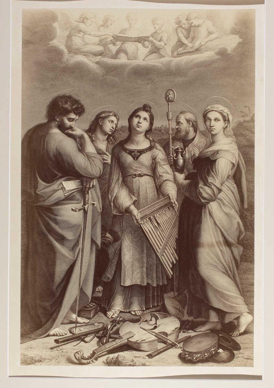«Den hellige Cecilias ekstase», kobberstikk av ukjent kunstner etter et maleri av Rafael (1483-1520) av Carlo Naya