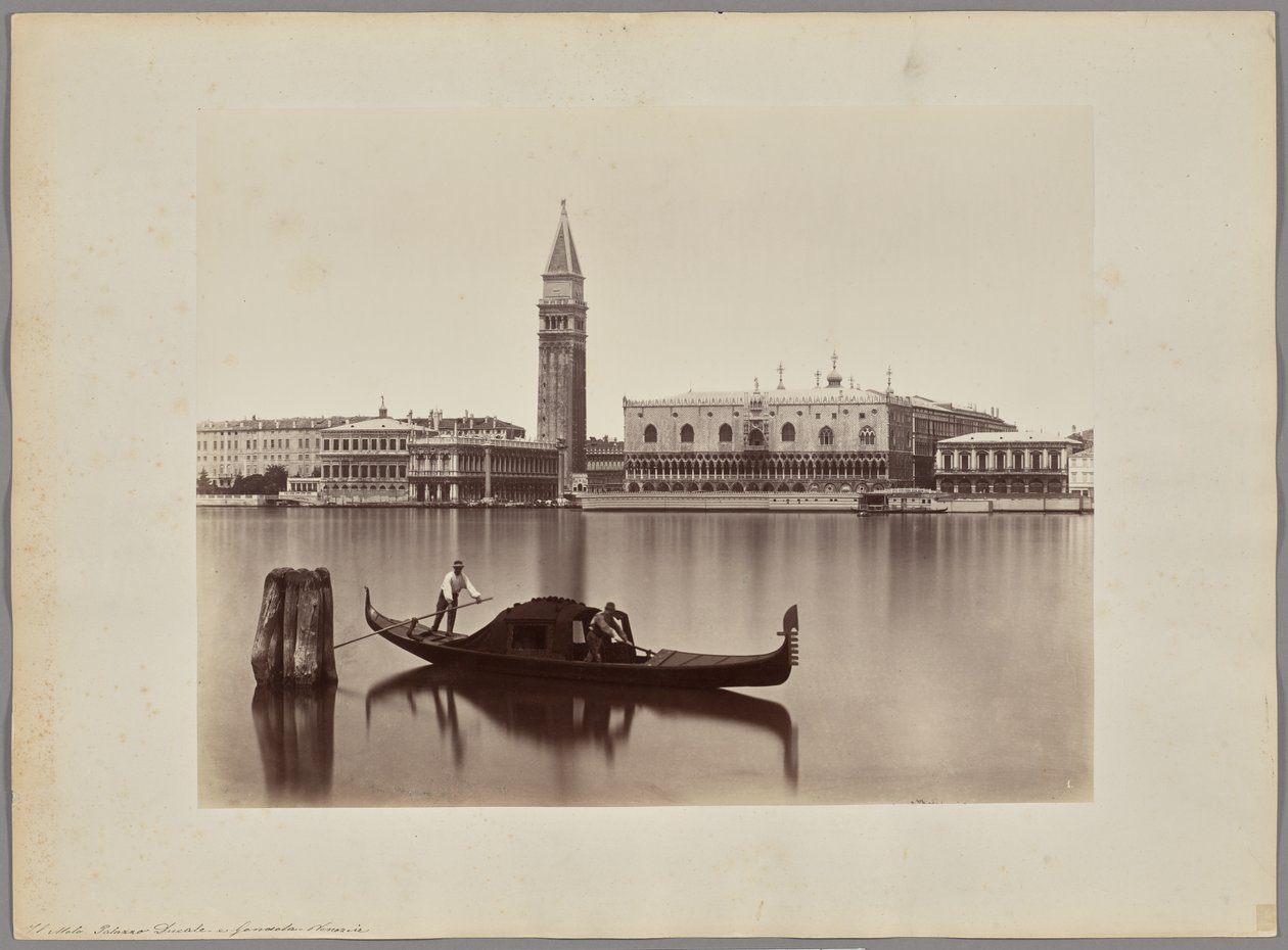 Venezia: utsikt over Marciana-biblioteket, Campanilen og Dogepalasset av Carlo Naya