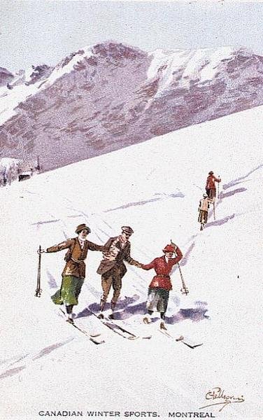 Kanadisk vintersport, Montreal (farge litho) av Carlo Pellegrini