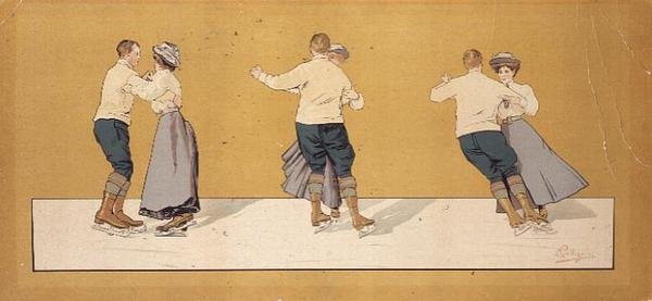 Kunstløpstrilogi (litho i farger) av Carlo Pellegrini