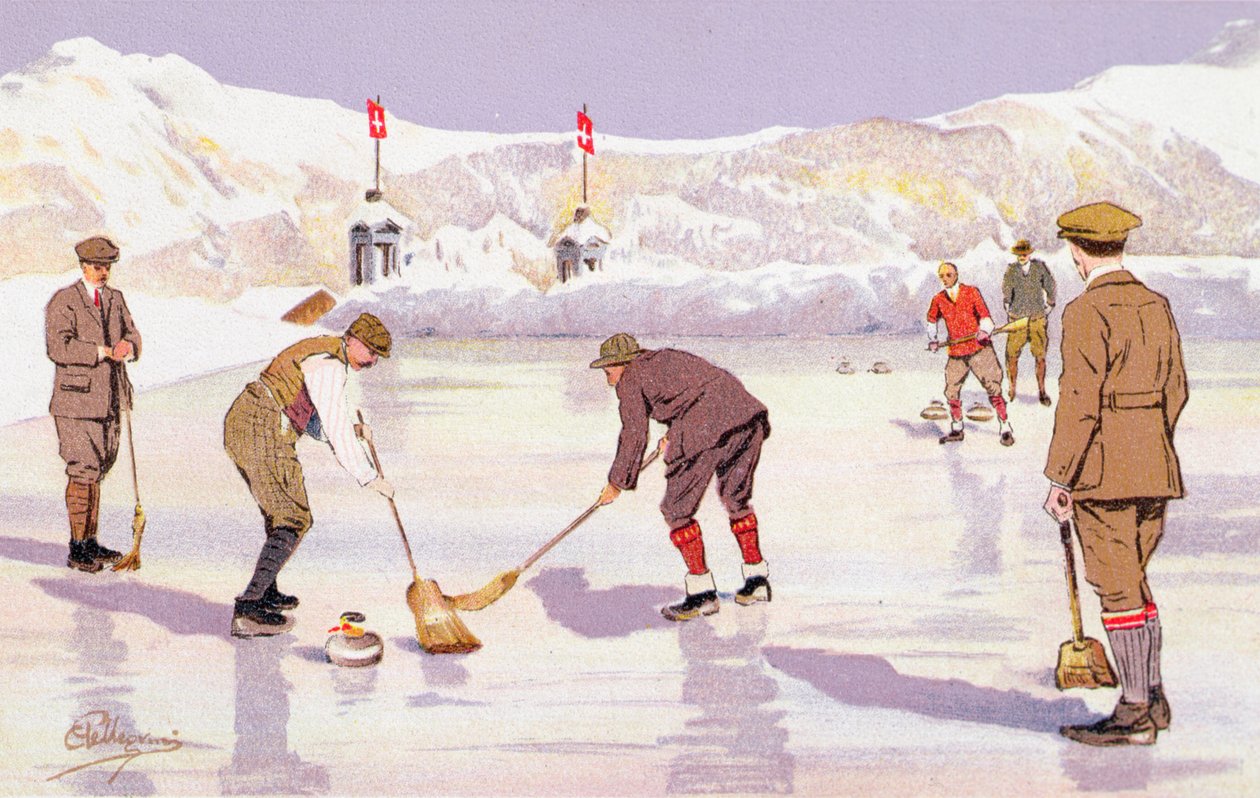 The Curling Rink (farge litho) av Carlo Pellegrini