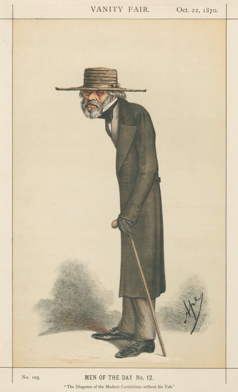 The Diogenes of the Modern Corinthians uten badekaret hans, Thomas Carlyle (Vanity Fair-serien) av Carlo Pellegrini