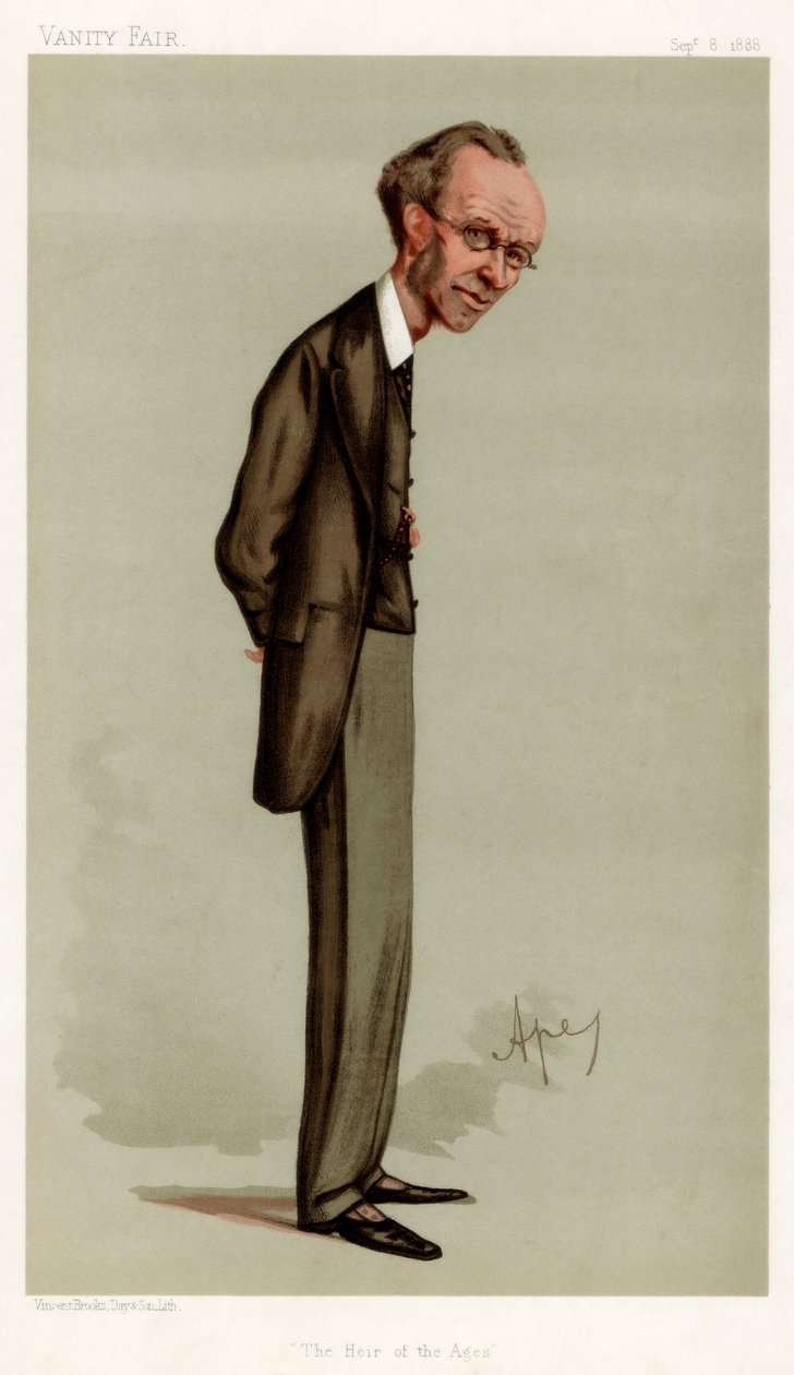 The Heir of the Ages, James Payn, engelsk forfatter, 1888. av Carlo Pellegrini
