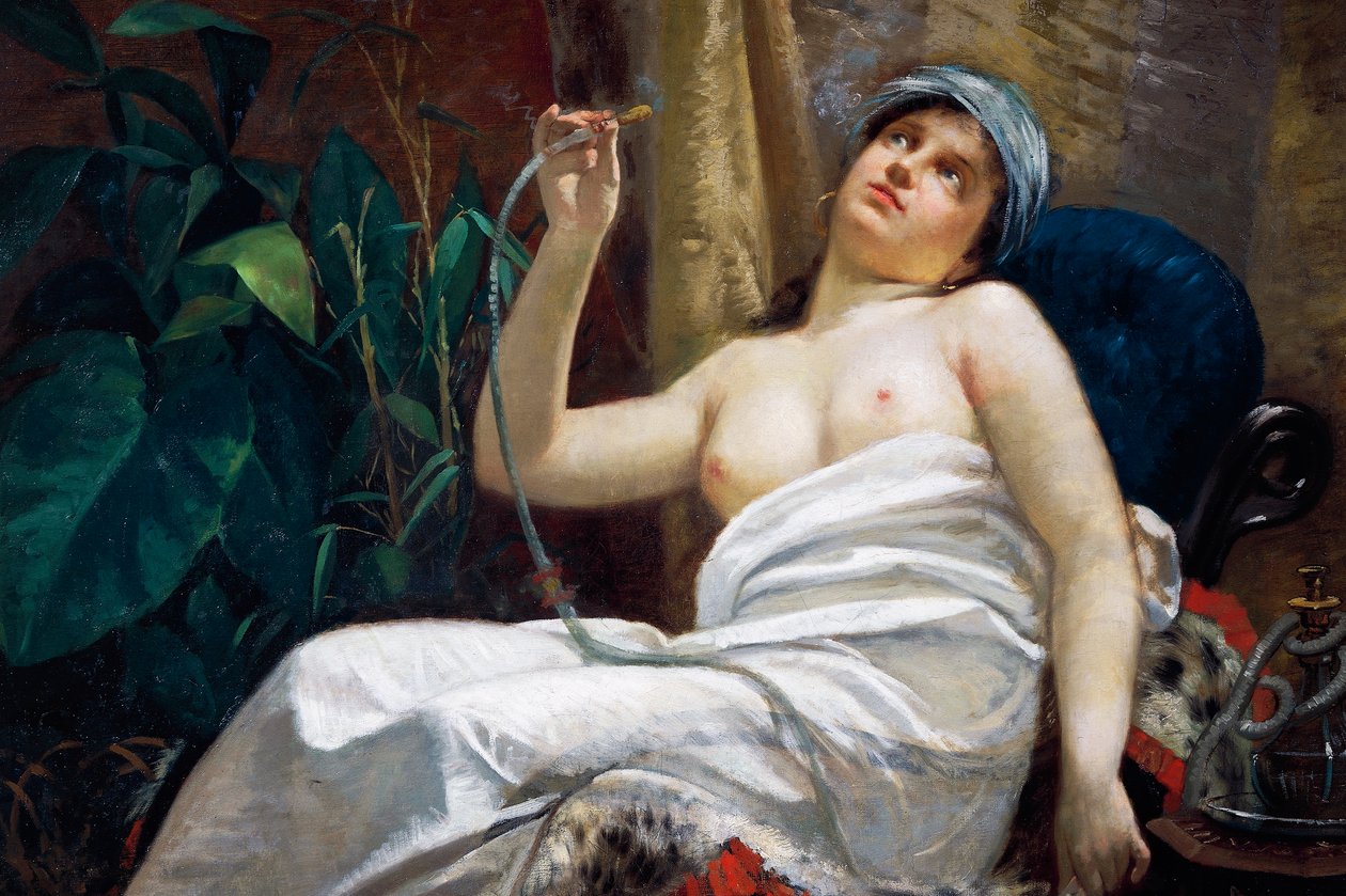 Røyke opium (olje på lerret) av Carlo Sara