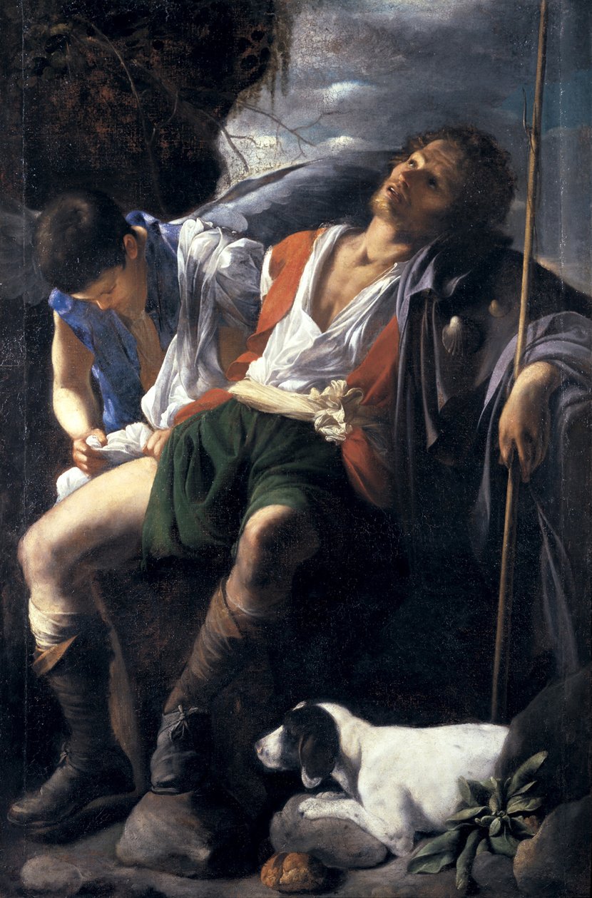 Saint Roch trøstet av en engel av Carlo Saraceni