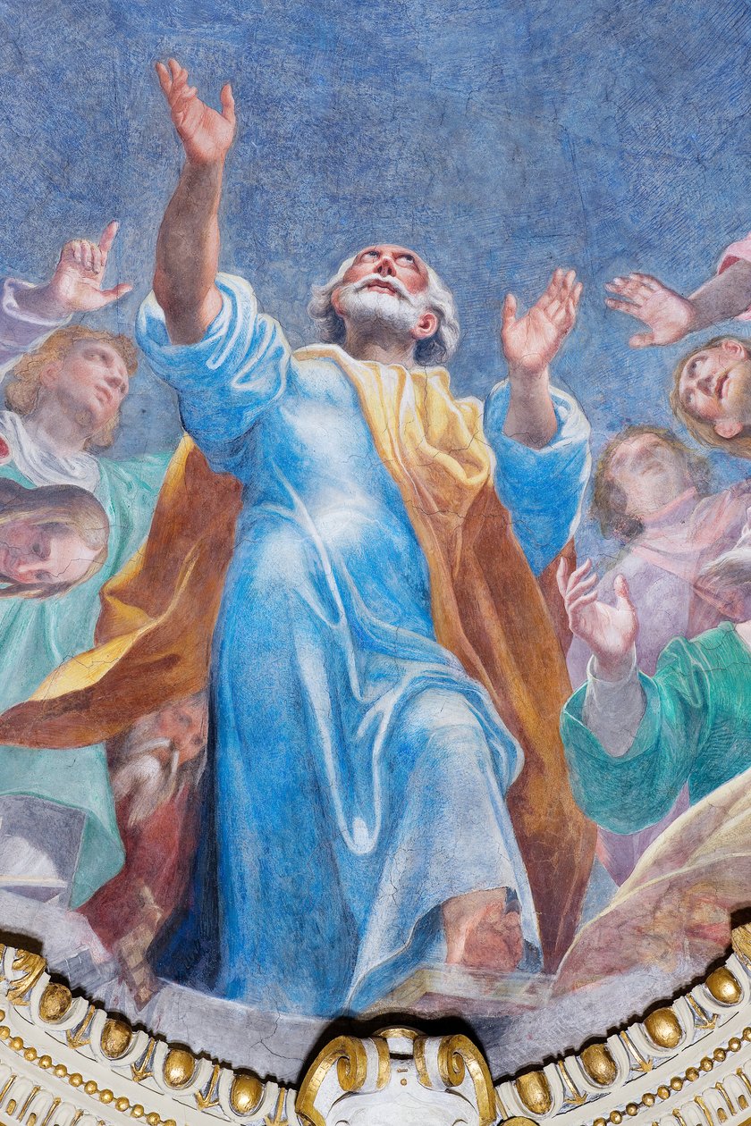 Den hellige ånds nedstigning på de tolv apostler (detalj), ca. 1575 av Carlo Urbino
