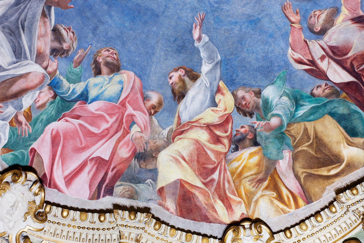 Den hellige ånds nedstigning på de tolv apostler (detalj), ca. 1575 av Carlo Urbino