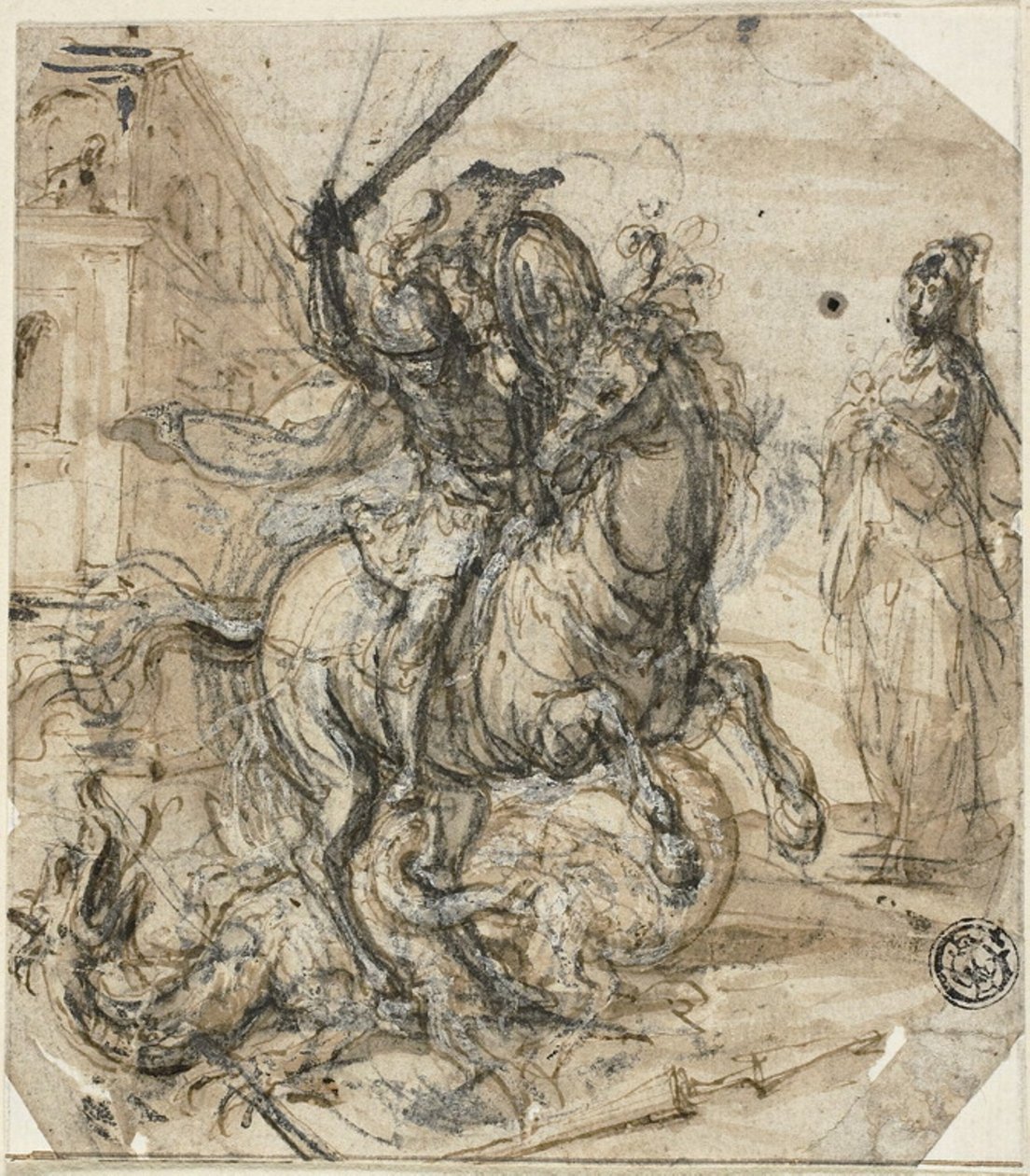 Saint George og dragen av Carlo Urbino