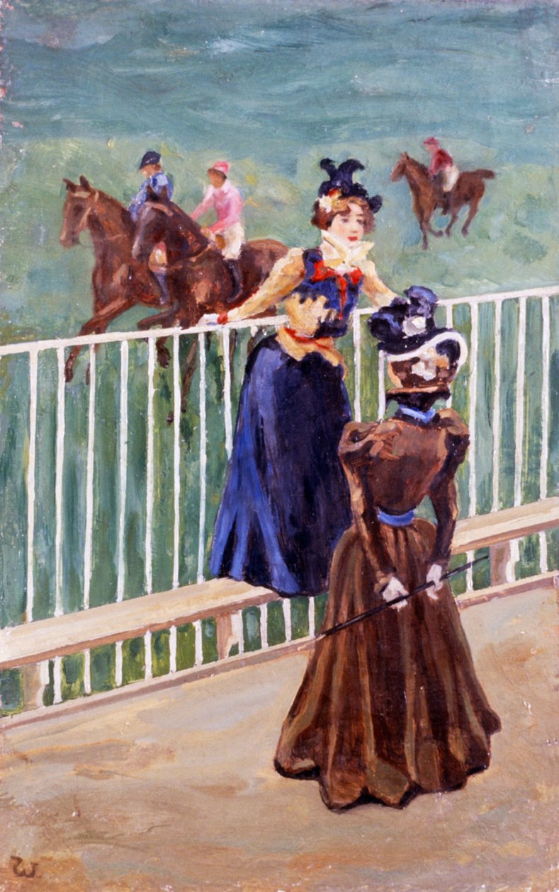 Paris, på veddeløpsbanen, av Carlo Wostry (1865-1943), olje på lerret, 55x35 cm av Carlo Wostry