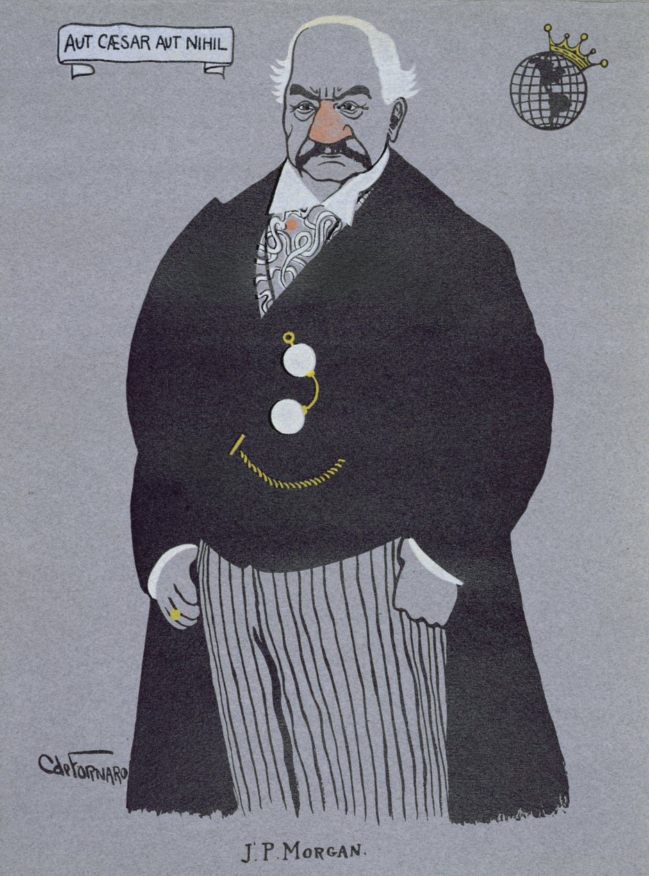 Karikatur av John Pierpont Morgan (1837-1913), fra "Millionaires of America" av Carlo de Fornaro