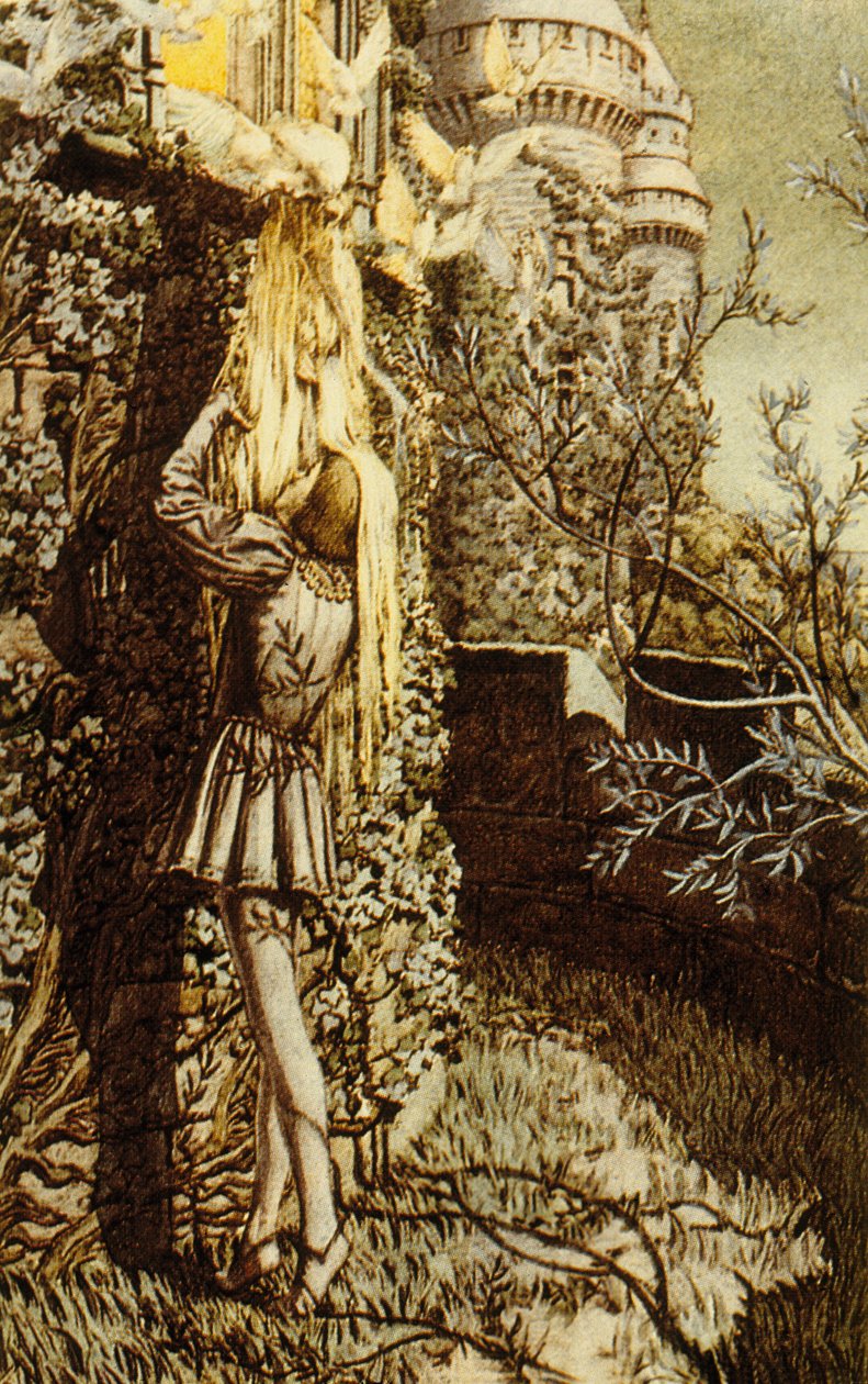 Pelleas og Melisande, skuespill av Maurice Maeterlinck, 1922 farge litho av Carlos Schwabe