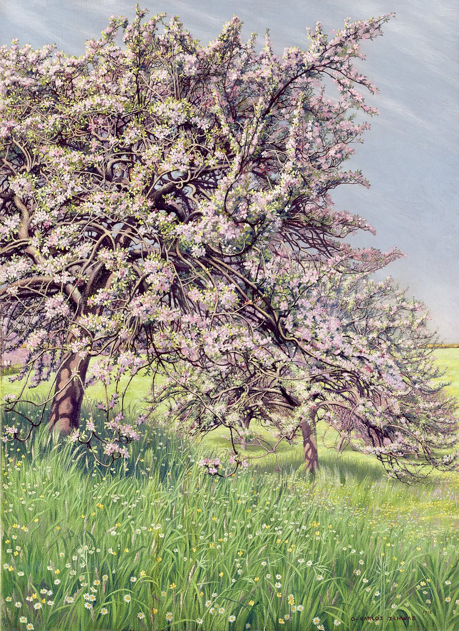 Blomstrende epletrær, 1912 av Carlos Schwabe