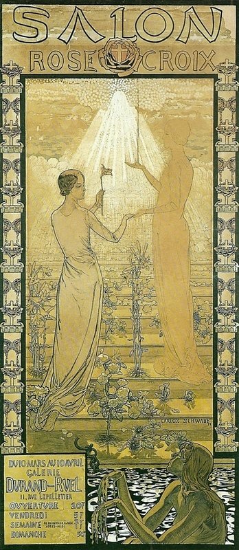 Plakat av den første rosikruciske utstillingen av Carlos Schwabe