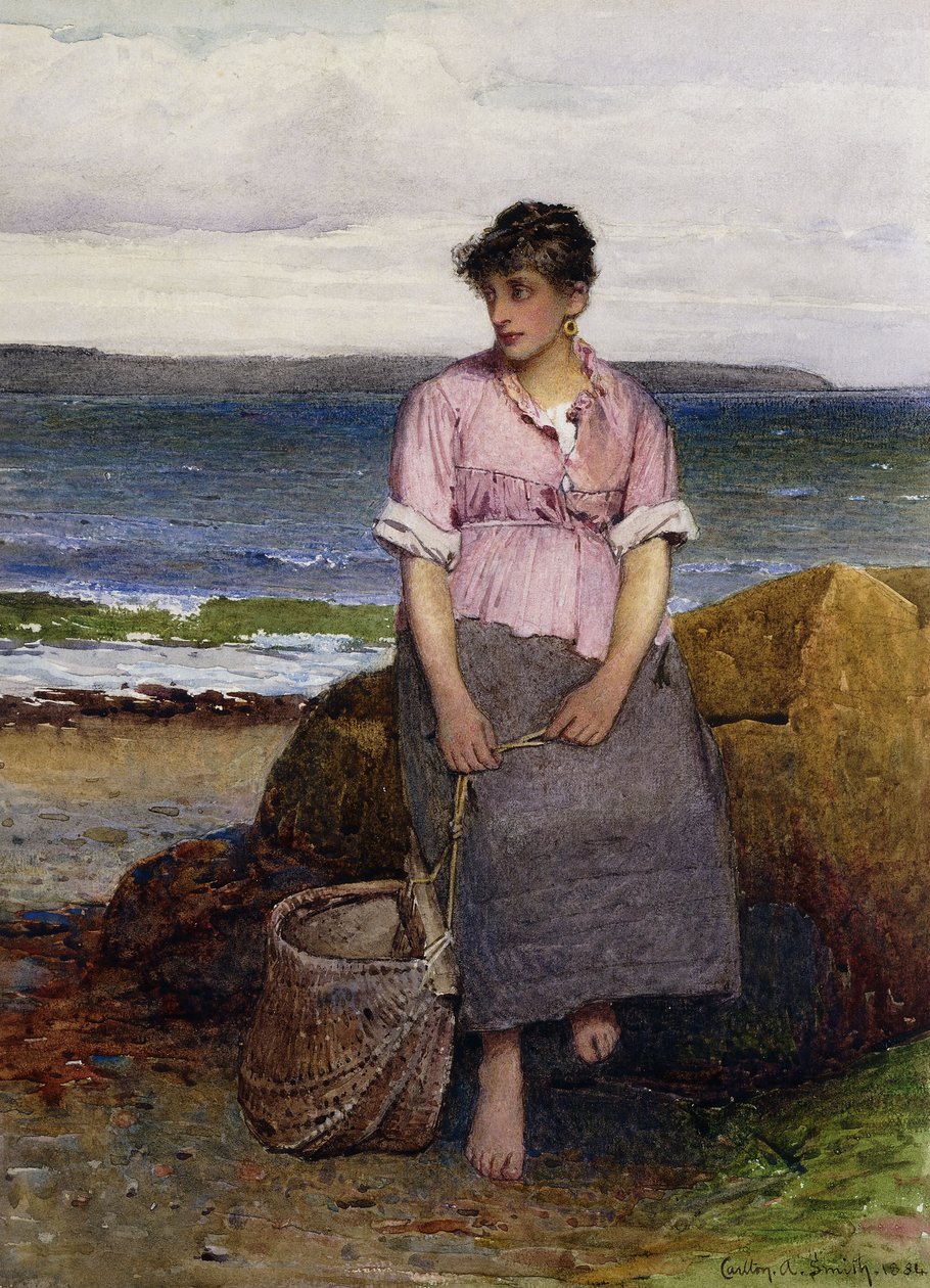 En ung fiskerpike ved havet av Carlton Alfred Smith