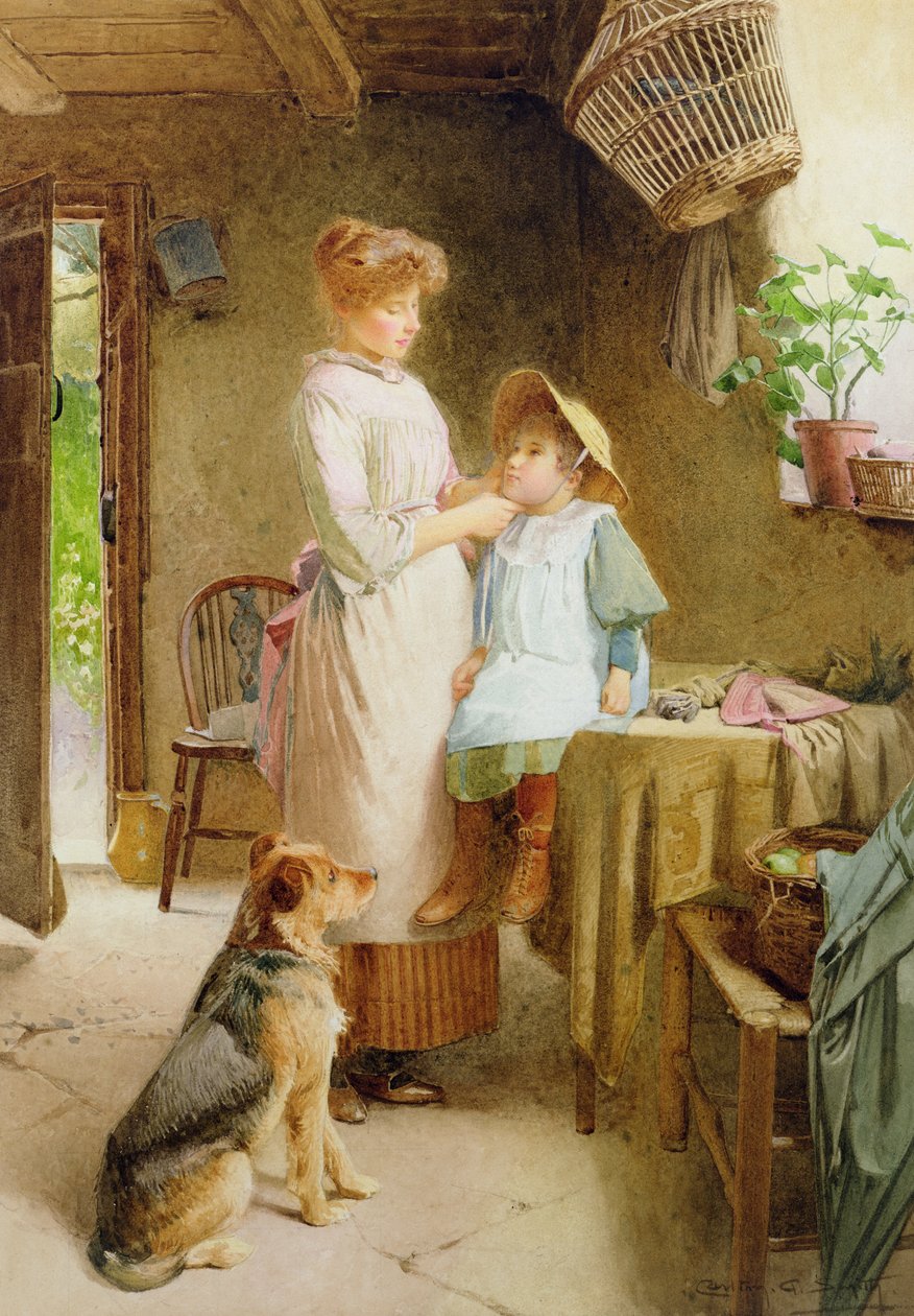 The New Bonnet (olje på lerret) av Carlton Alfred Smith